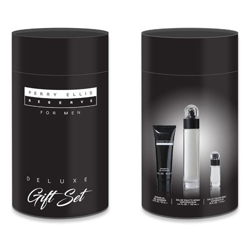 SET PERRY ELLIS RESERVE MEN ( 3 PC SET ) 3.4 OZ. EDT / 3.0 OZ. GEL / MINI - CANISTER / 844061013636