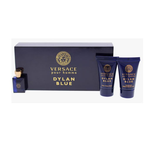 MINI SET VERSACE DYLAN BLUE MEN (3 PC) 0.17 OZ EDP SP / 0.8 OZ SG / 0.8 OZ ASH  / 8011003826612