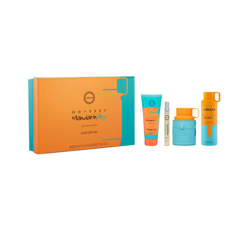 SET ARMAF LUX ODYSSEY MANDARIN SKY LTD MEN ( 4 PC ) 3.4 OZ EDP/0.34 OZ TRAVEL /3.4 SG /6.8 OZ BODY SPRAY / 6295199815151