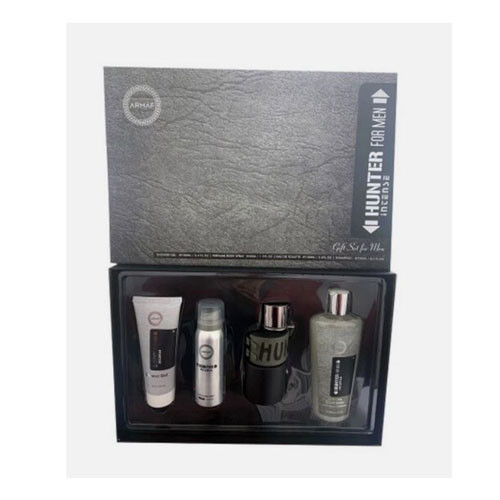 SET ARMAF HUNTER INTENSE MEN ( 4 PC SET ) 3.4 OZ EDT / 3.4 OZ S/G / 1.7 OZ BS  / 8.4 OZ SHAMPOO / 6294015136821