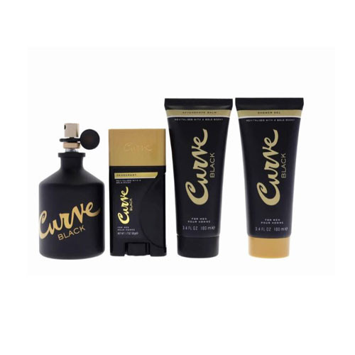 SET LIZ CLAIBORNE CURVE BLACK MEN ( 4 PC ) 4.2 OZ EDC SP / 3.4 OZ AFTER SHAVE BALM / 3.4 OZ SG / 0.17 OZ DEO STICK / 719346841610