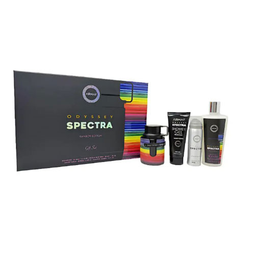 SET ARMAF ODYSSEY SPECTRA MEN( 4 PC ) 3.4 OZ EDP SP / 3.4 OZ SG / 8.4 OZ SHAMPOO / 1.7 OZ BODY SPRAY / 6295199804179