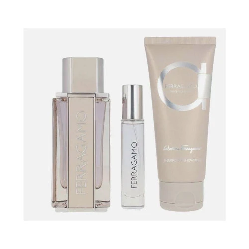 SET SALVATORE FERRAGAMO BRIGHT LEATHER MEN ( 3PC ) 3.4 OZ EDT SP /3.4 OZ SG /0.34 OZ EDT SP / 8052464893485