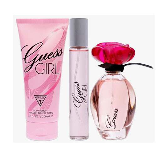 SET GUESS GIRL WOMEN ( 3PC )3.4 OZ EDT SP /6.7 OZ BL /0.50 OZ TRAVEL SP / 85715350657
