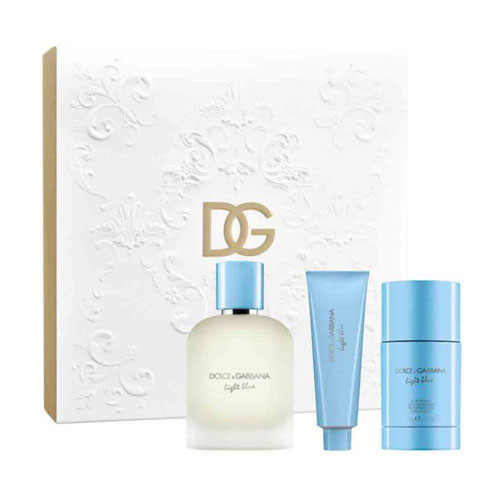 SET DOLCE & GABANNA LIGHT BLUE MEN ( 3 PC) 3.4 OZ EDT SP / 1.7 OZ SG / 2.5 OZ DEO STICK  / 8056669924005