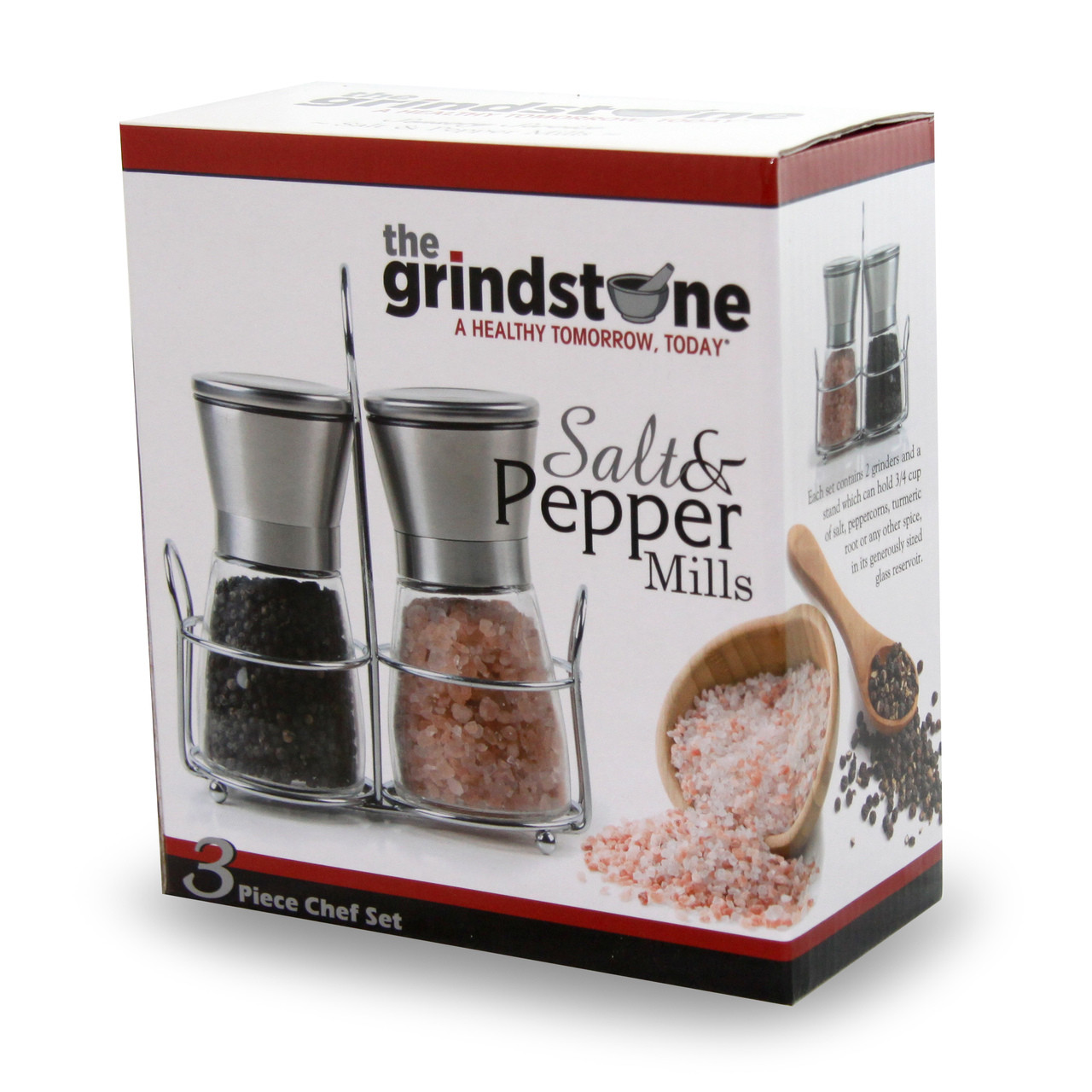 Salt & Pepper Mills, 3 Pcs Grinder with Free Caddy