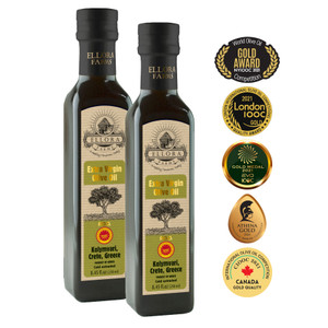 Certified Single Estate Extra Virgin Olive Oil | Traceable via lot number | First Cold Press | Kosher OU | 8.45 Oz Bottles | Pack of 2