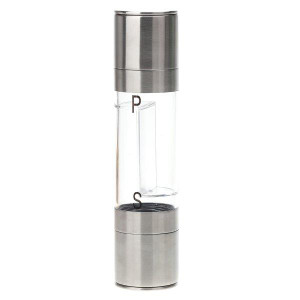 2 in 1 Salt and Pepper Grinder | Adjustable Ceramic Rotor| Salt Mill and Pepper Mill Shaker | Brushed Stainless Steel | Empty 2 in 1 Salt and Pepper Grinder | Adjustable Ceramic Rotor| Salt Mill and Pepper Mill Shaker | Brushed Stainless Steel | Empty
