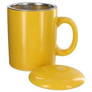 Infuser Tea Mug With Lid, 11 oz Yellow Infuser Tea Mug With Lid, 11 oz Yellow