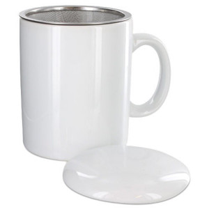 Infuser Tea Mug With Lid, 11 oz White Infuser Tea Mug With Lid, 11 oz White