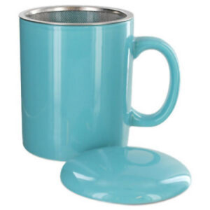 Infuser Tea Mug With Lid, 11 oz Turquoise