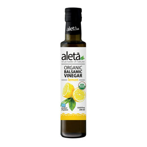 Aleta Organic, Lemon Balsamic Vinegar, Glass Bottle, 8.45 oz.