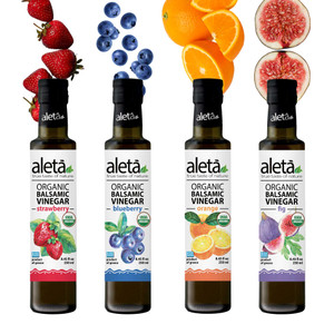 Aleta Organic, 4 Flavor Gift Pack Balsamic Vinegar, Glass Bottle, 8.45 oz.