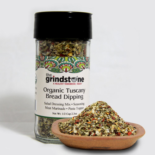 Organic Tuscany Bread Dipping Seasoning, Glass Bottle with sifter, Non GMO, 1/2 cup, 2.3 oz