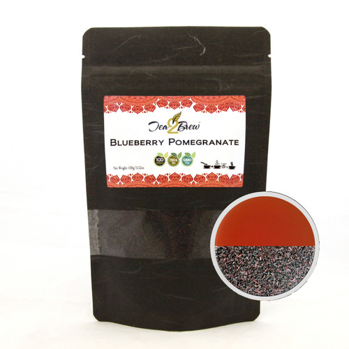 BLUEBERRY POMEGRANATE TEA | Loose Leaf Black Tea with Natural Fruit Flavors | Designer Resealable Pouch | 3.52 oz.