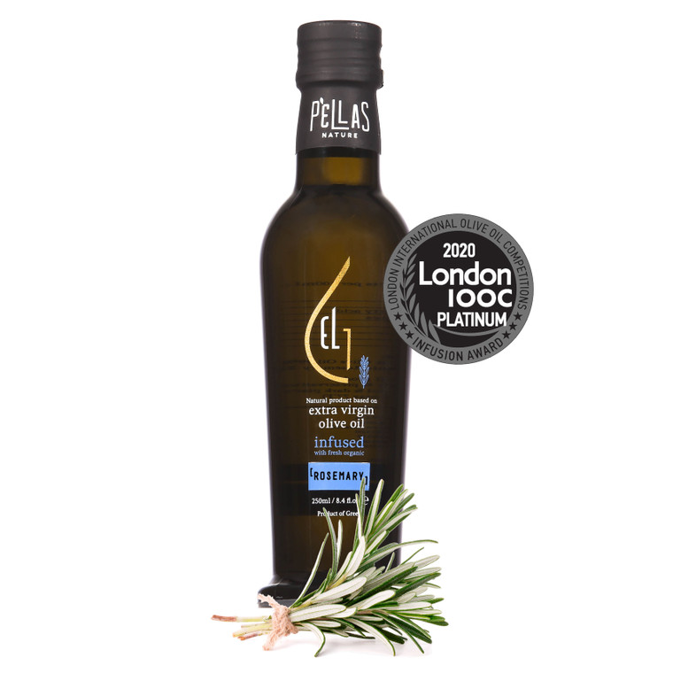 Fresh Organic Rosemary Infused Extra Virgin Olive Oil, Ultra-Premium Finishing Oil, Single Origin Greece, 8.45 Oz Bottle