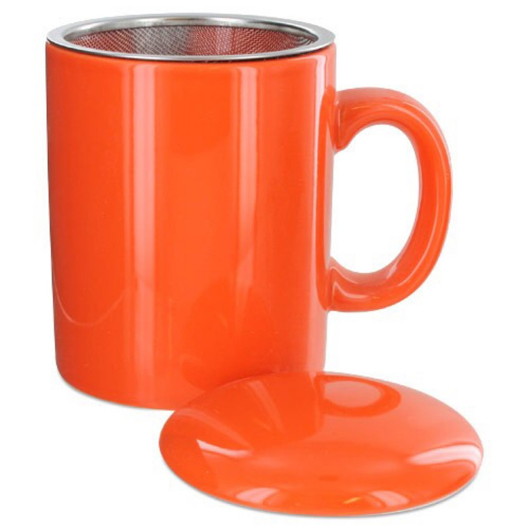 Infuser Tea Mug With Lid, 11 oz Orange