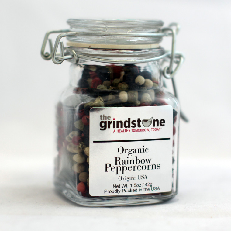 Organic Whole Rainbow Peppercorn, 1.5 oz. Glass Jar