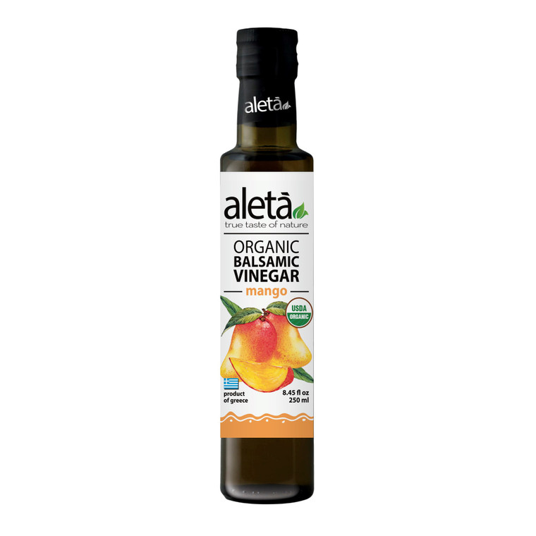 Aleta Organic, Mango Balsamic Vinegar, Glass Bottle, 8.45 oz.