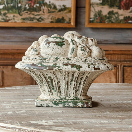 Aged White and Green Fruited Urn