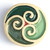 Tri-spiral brooch made from white stoneware clay and coloured glazes.