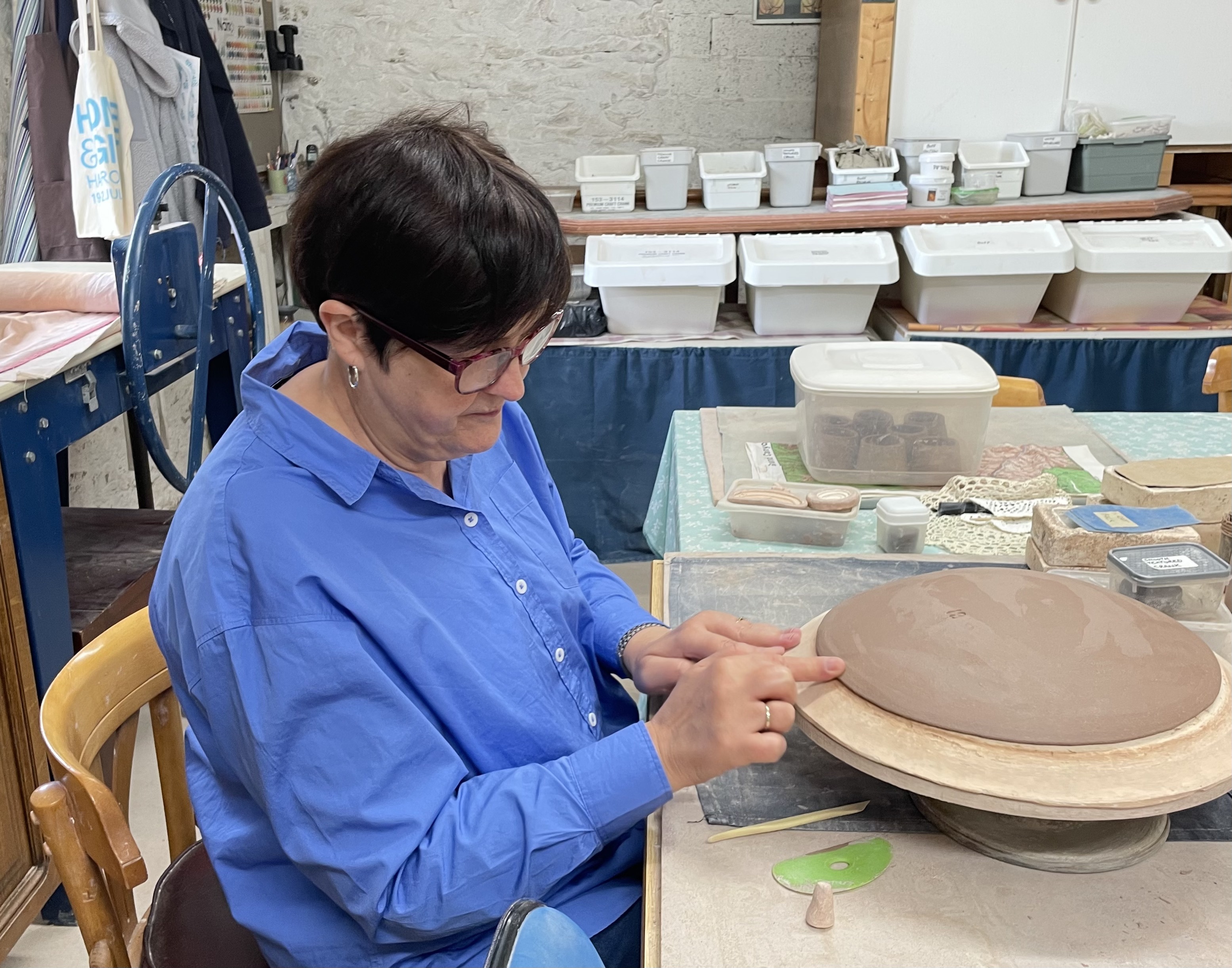 Michelle working in the studio