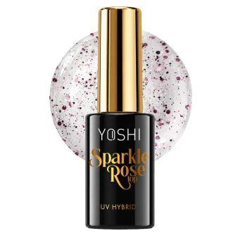 YOSHI Top Sparkle Rose bottle with rose gold sparkle background
