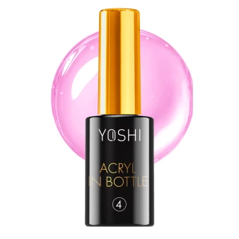 YOSHI AcryLIQ GEL No4 10 ml bottle with saturated pink gel background