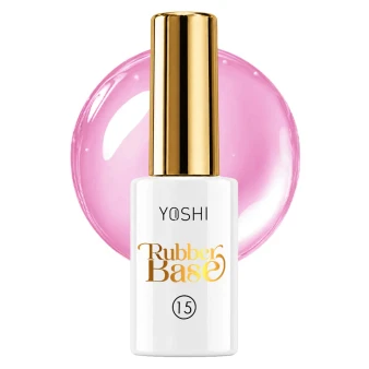 YOSHI Rubber Base No15 10 ml bottle with raspberry pink background