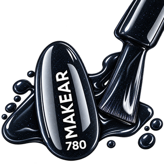Makear 780 Black Shimmer Gel Polish 8ml | Elegant Black Nails UK