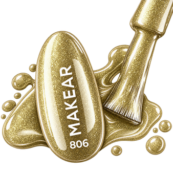 Makear 806 Gold Glitter Gel Polish 8ml | Sparkling Gold Nails UK
