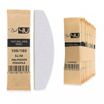 Nail4U Podofile Slim Mini half moon wooden nail files 100/180 grit, pack of 50