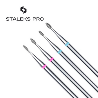 Staleks PRO rounded bud diamond nail drill bit red grit UK