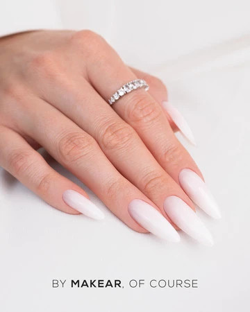 Nail extension built with Makear Gelacryl2 Milky White GA02 acrylic‑gel