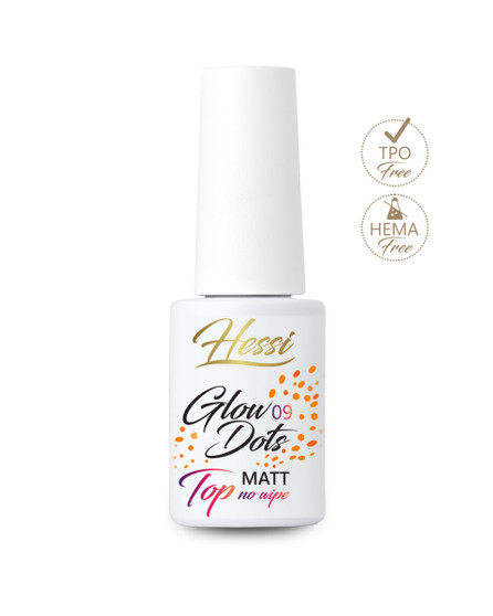 Hessi Top Glow Dots 09 no wipe top coat with particles