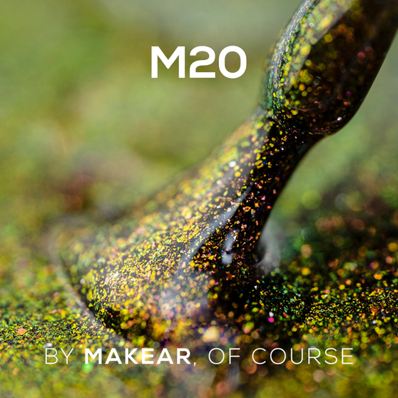 Makear UK M20 Pearl polish on brush showing creamy consistency & pearl sheen