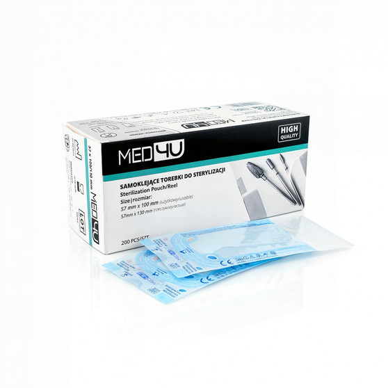 Med4U self-sealing sterilisation pouches 57 x 100 mm 200 pack