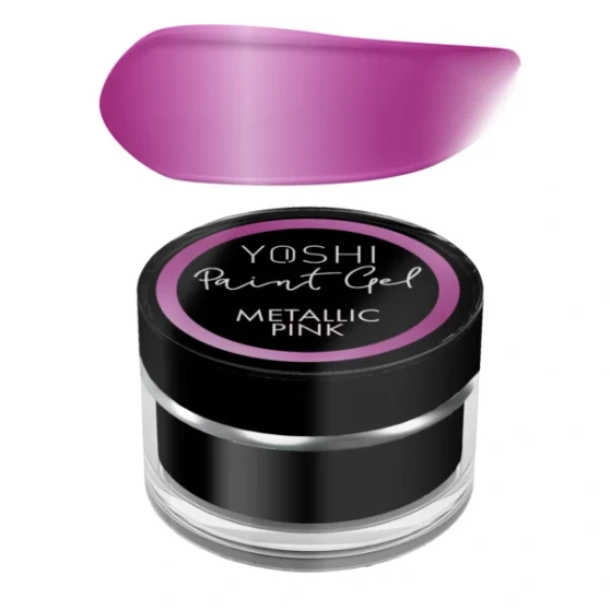 YOSHI Paint Gel Metallic Pink 5 ml jar with pink metallic swatch