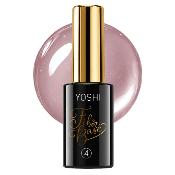 YOSHI Fiber Base No4 10 ml bottle with romantic pink glow background