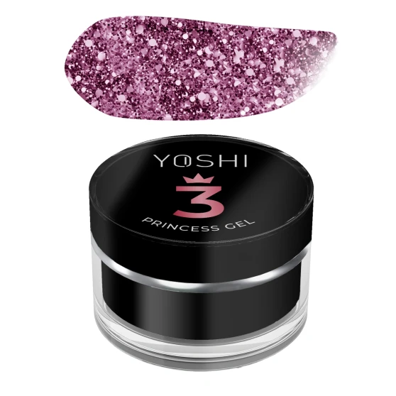 YOSHI Princess Gel No3 Pink 5g jar with pink glitter gel preview