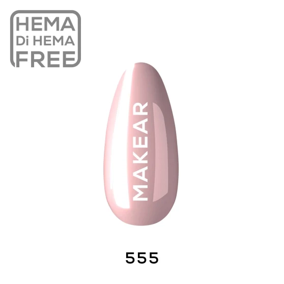 Makear 555 Regular Hybrid Gel Polish 8ml in its branded bottle, presented as a professional UV/LED gel polish from the Makear Regular range.