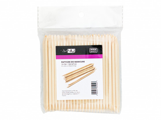 Nail4U wooden cuticle sticks 10cm, 100 pack, double-ended manicure sticks