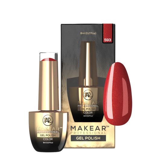 Makear Gel Polish 593 – bold red hybrid gel polish