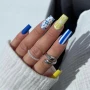 YOSHI Out of Office 285 blue and yellow lemon manicure
