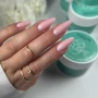 YOSHI GO SHAPE Gel No3 pink nails with glitter cuticle design