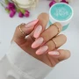YOSHI GO SHAPE Gel No10 nude almond manicure with silver wave nail art