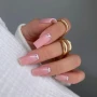 YOSHI GO SHAPE Gel No10 nude square nails with crystal bow details