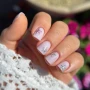 YOSHI Shimmer Top Silver short nails with silver starfish nail art