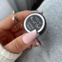 YOSHI Paint Gel Metallic Silver pink almond nails with abstract silver lines