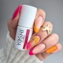 YOSHI Paint Gel Metallic Aurum palm tree nail art with neon orange and pink nails